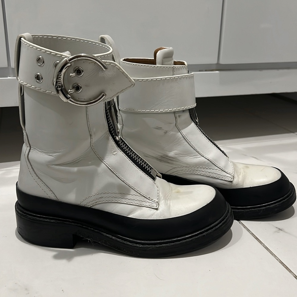 Chloe white zipper detail ankle boots in 36.5